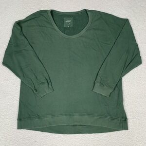 Aerie Oversized Pullover Sweatshirt Womens M 100% Cotton Knit Crew Neck Green